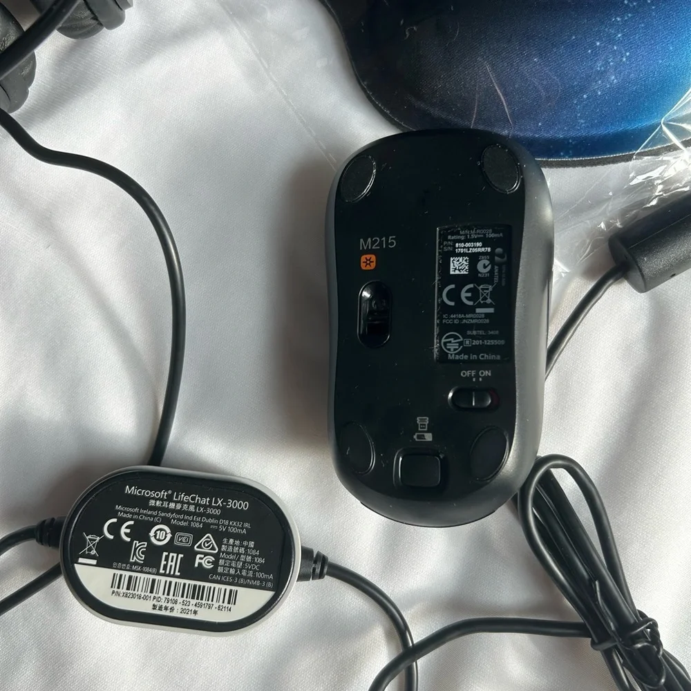 Microsoft headset, wireless mouse and mouse pad